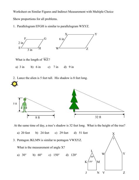 similar figures and proportions worksheet answer key